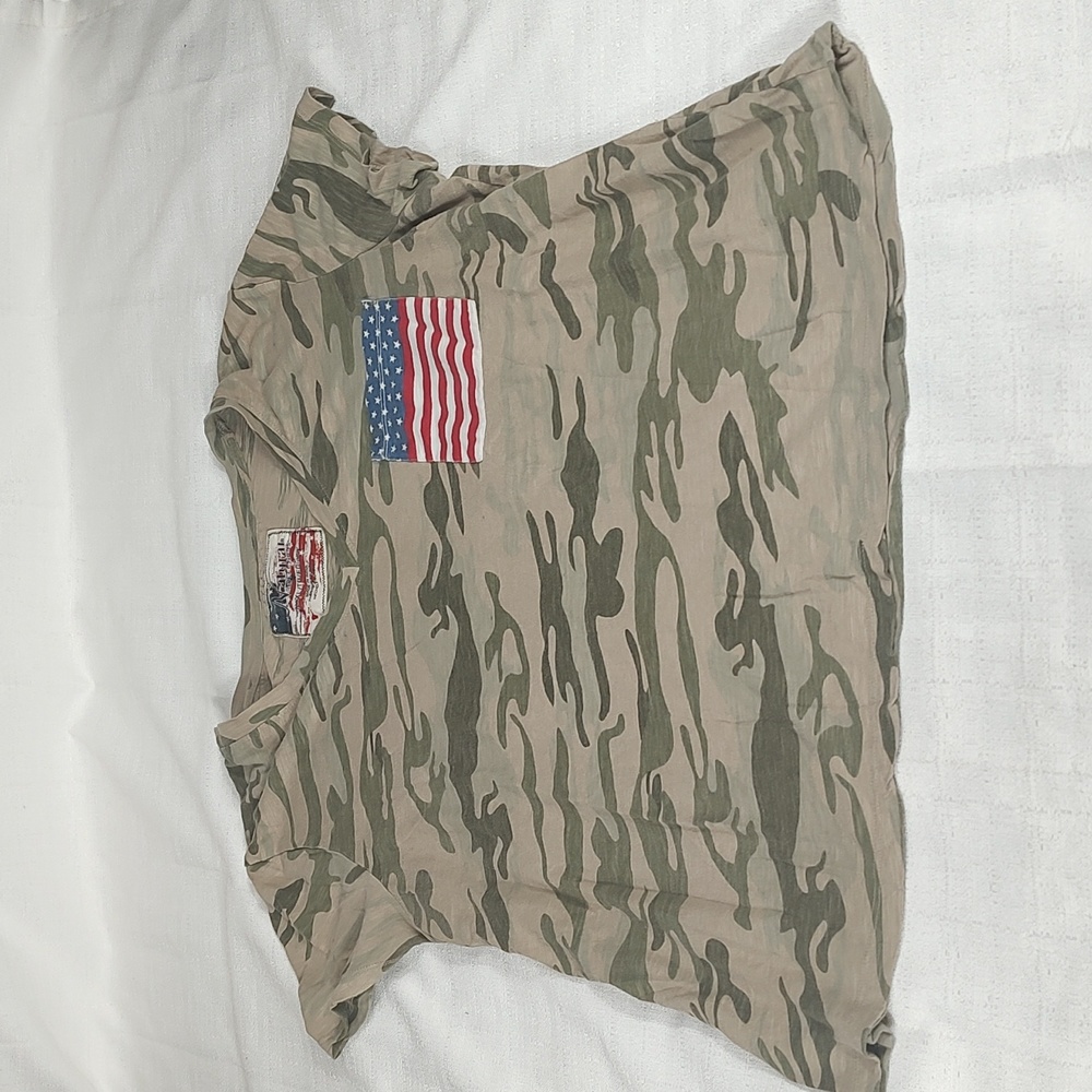 Natural Reflections Army Camo Red White Blue Pocket T Shirt Size XLarge